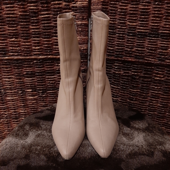 Rag & Bone Phoenix Leather Wedge Ankle Bootie Sock Boot Womens 40 9.5 Cream Tan - Picture 2 of 10